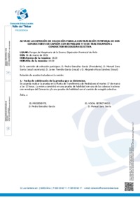 Acta de la Comisi&oacute;n de Selecci&oacute;n para la designaci&oacute;n de la prueba